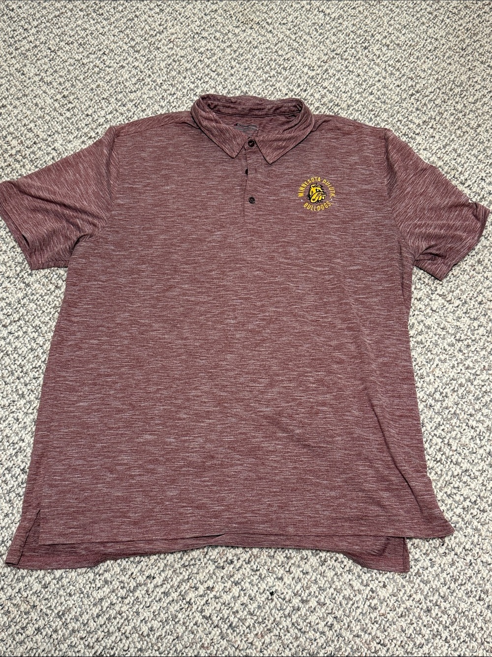 UMD Maroon Heather Polo Shirt with Embroidered Logo